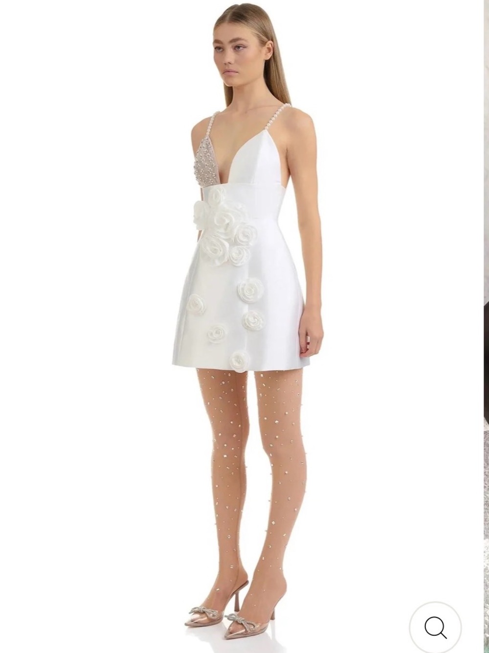 Eliya The Label. NWT Karina white dress. Pearl straps, mini. Bridal dress.